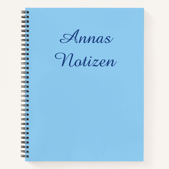 Minimalist Eisblau mit blauem Text Deutsche Notize Notizbuch (Vorderseite)