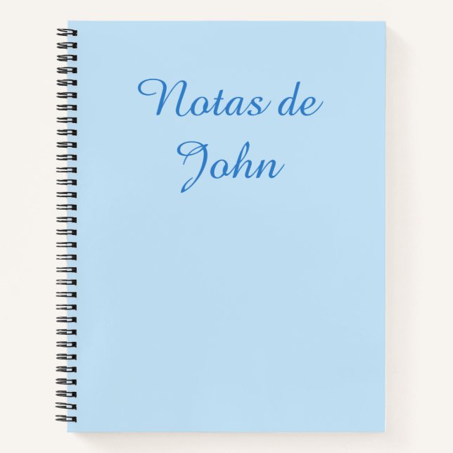 Minimalist Eisblaues Spanisch-Notizbuch Notizbuch (Vorderseite)