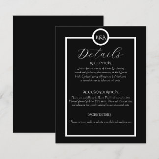 Minimalist Elegant Black & White Wedding  Begleitkarte