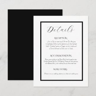 Minimalist Elegant Black & White Wedding  Begleitkarte