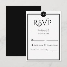 Minimalist Elegant Black & White Wedding RSVP Karte