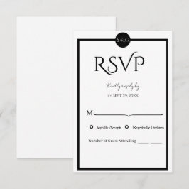 Minimalist Elegant Black & White Wedding RSVP Karte