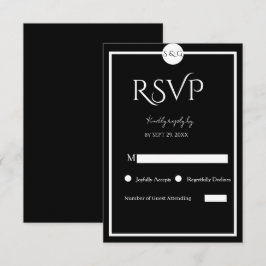 Minimalist Elegant Black & White Wedding RSVP Karte