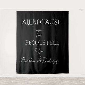 Minimalist Elegant Black & White Wedding Wandteppich