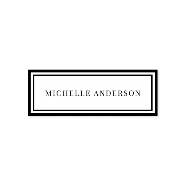 Minimalist Elegant Double Boarder Name  Permastempel (Design)