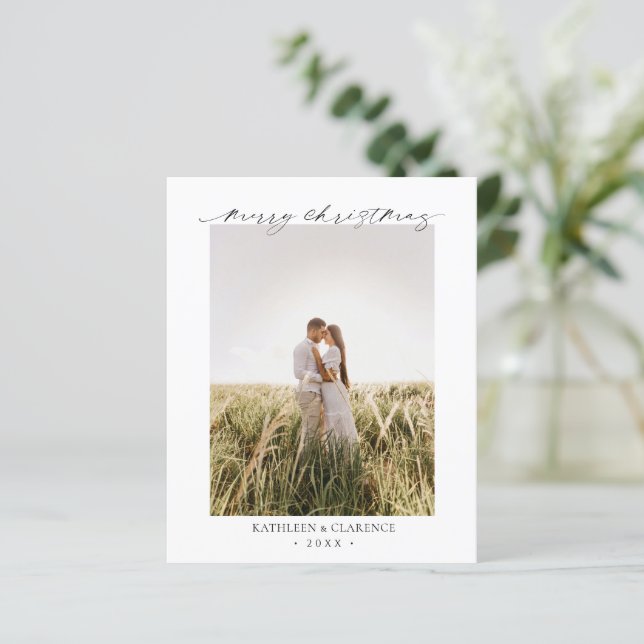 Minimalist Elegant Photo Budget Christmas Card (Stehend Vorderseite)
