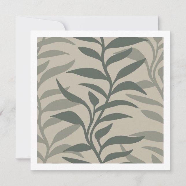 Minimalist Elegant Plant Silhouettes in Flow Earth Mitteilungskarte (Vorderseite)