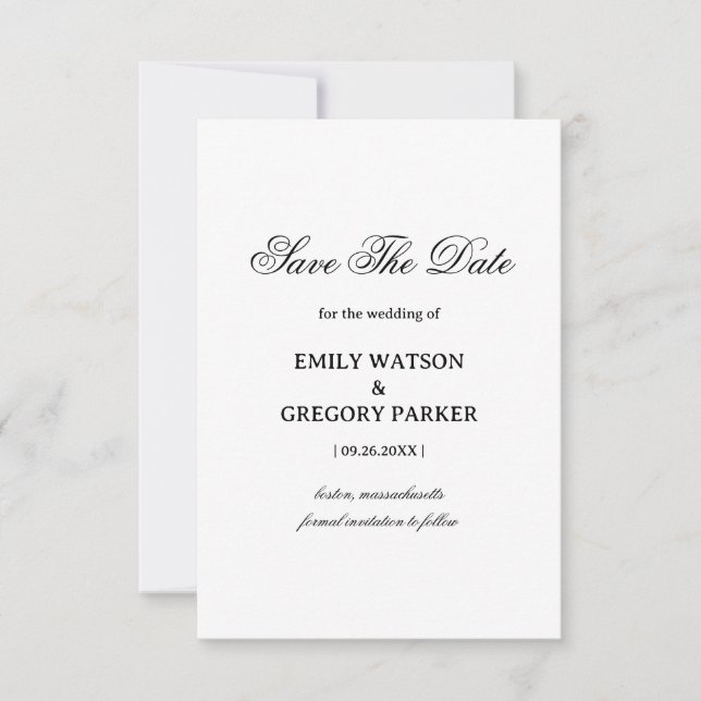 Minimalist Elegant Wedding Design Save The Date (Vorderseite)