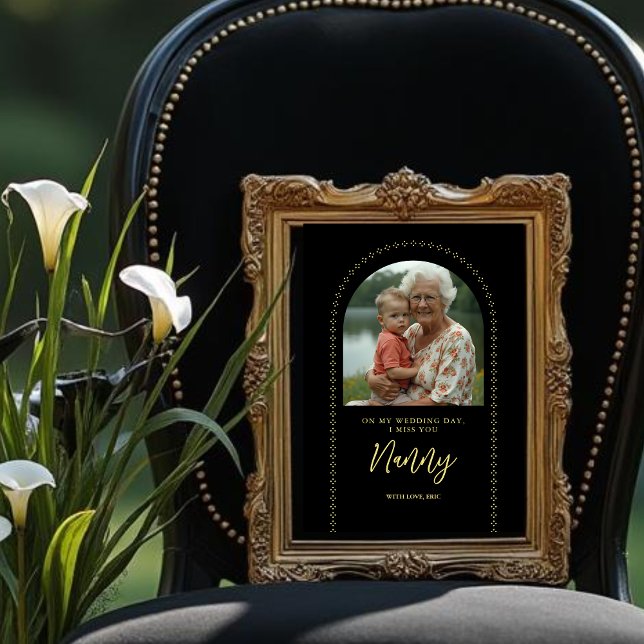 Minimalist Elegant Wedding Photo Tribute Memorial  Fotodruck (Minimalist Elegant Wedding Memorial Photo Signs with Arch Effect for Tribute Table Photo Print.)