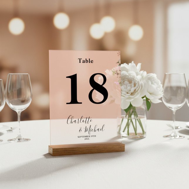 Minimalist Elegant Wedding Table Number Acrylschild (Von Creator hochgeladen)