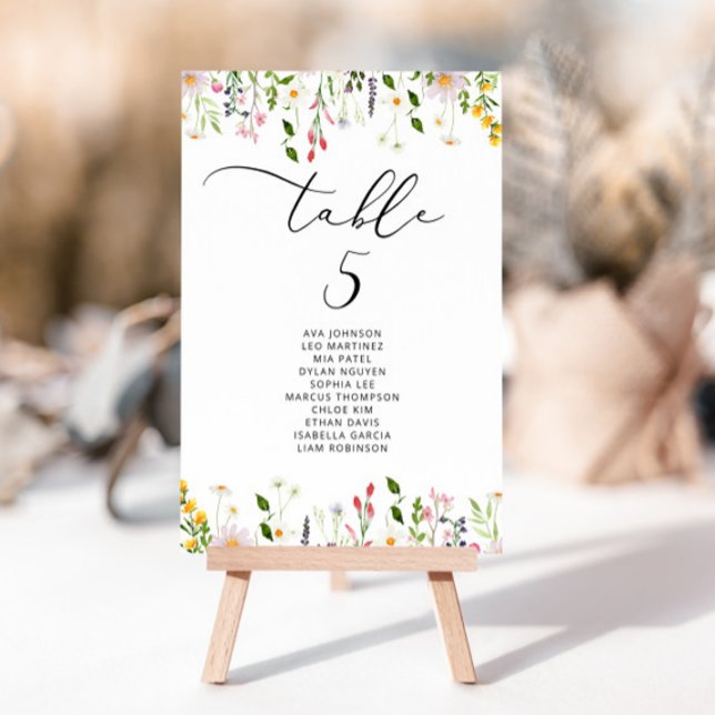 Minimalist elegant Wildflower Seating Chart card Einladung (Von Creator hochgeladen)
