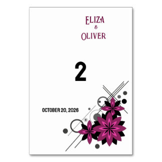 Minimalist eleganter moderner Luxus-Bordeaux-Blume Tischnummer