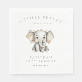 Minimalist Elephant Little Peanut Baby Shower Serviette