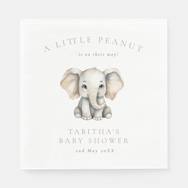 Minimalist Elephant Little Peanut Baby Shower Serviette (Vorderseite)