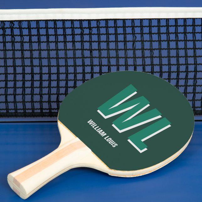 Minimalist Emerald Green Personalized Monogram  Tischtennis Schläger (InSitu)