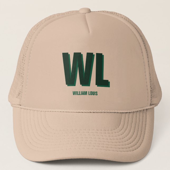 Minimalist Emerald Green Personalized Monogram  Truckerkappe (Vorderseite)
