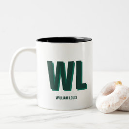 Minimalist Emerald Green Personalized Monogram  Zweifarbige Tasse