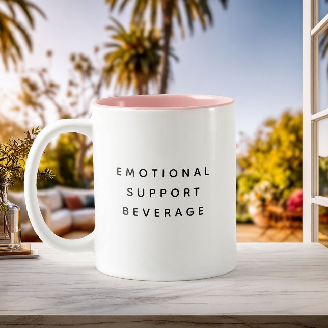 Minimalist Emotional Support Beverage Funny Modern Zweifarbige Tasse (Von Creator hochgeladen)