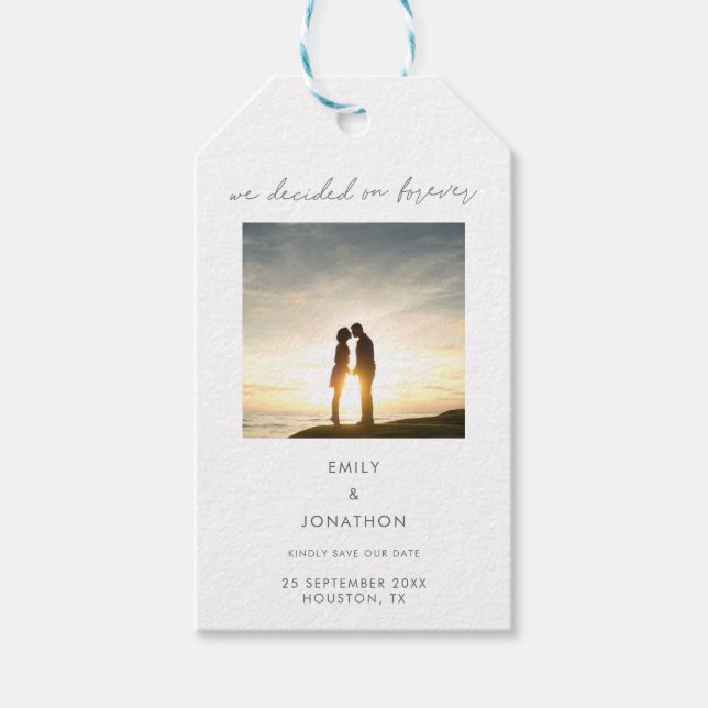 Minimalist entscheidet sich für ewig Ihr Foto-Scri Geschenkanhänger (Vorderseite)