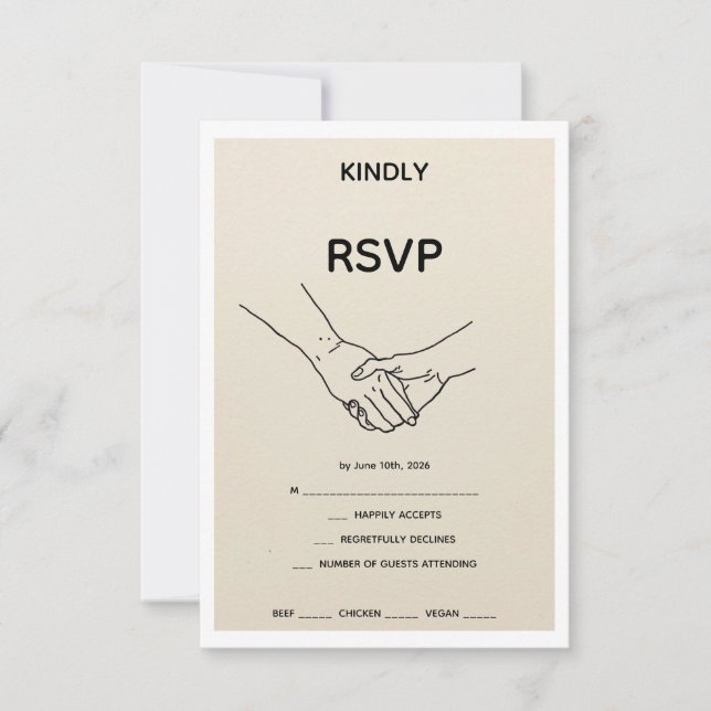 Minimalist Eternal Bond Line Art Wedding RSVP Card Karte (Vorderseite)