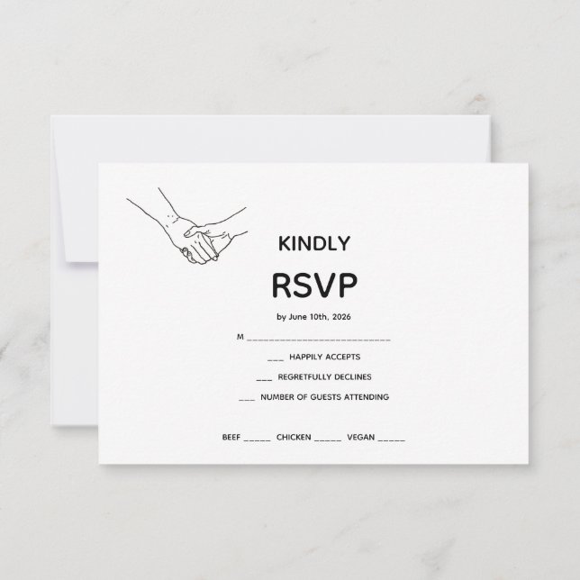 Minimalist Eternal Bond Line Art Wedding RSVP Card Karte (Rückseite)