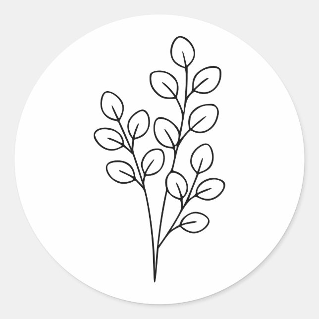 Minimalist Eucalyptus Botanical Line Art Runder Aufkleber (Vorderseite)