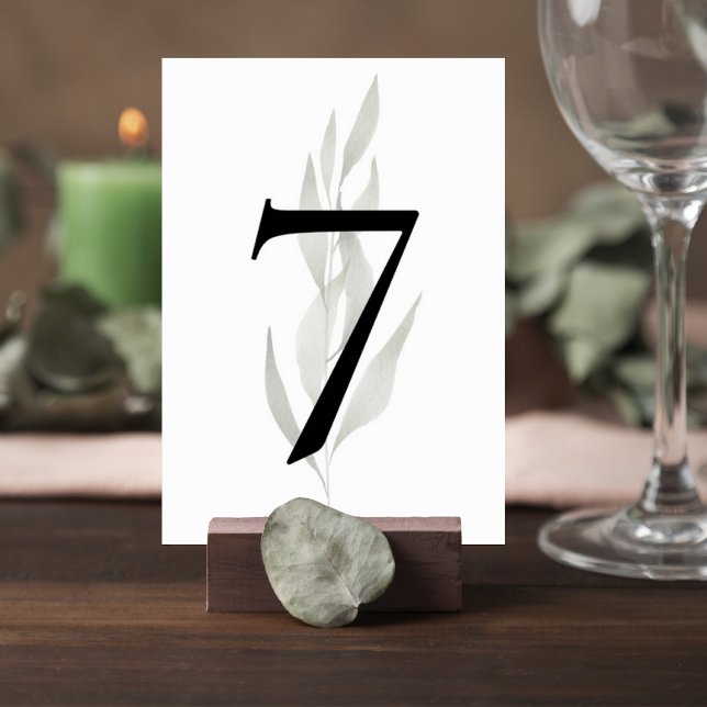 Minimalist Eucalyptus Wedding Table Number Sign Tischnummer (Von Creator hochgeladen)