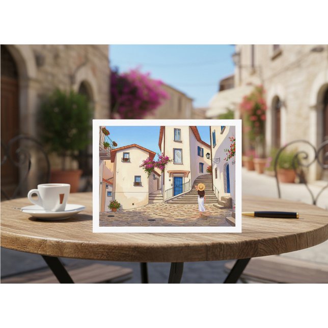 Minimalist European Street Illustration  Postkarte (Von Creator hochgeladen)