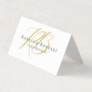 Minimalist Exklusiv Modern Goldfarbene Monogramm Visitenkarten