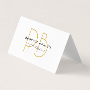 Minimalist Exklusiv Modern Goldfarbene Monogramm Visitenkarten