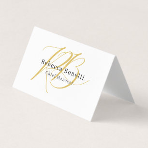 Minimalist Exklusiv Modern Goldfarbene Monogramm Visitenkarten