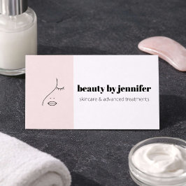 Minimalist Face Logo Esthetician Blush Pink Visitenkarte