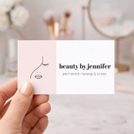 Minimalist Face Logo Permanent Makeup Artist Pink Visitenkarte