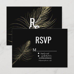 Minimalist Faux-Gold-Feder Bohemian RSVP Einladung