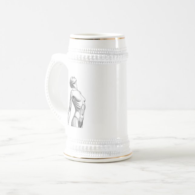 Minimalist Female Android Aesthetic Art - Bold Fut Bierglas (Vorderseite Links)