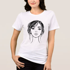 Minimalist Female Face Line Art Portrait Tri-Blend Shirt