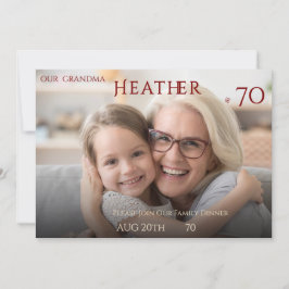 Minimalist Female Family Photo 70th Birthday Einladung