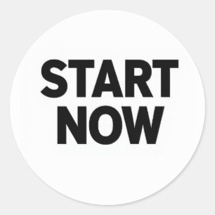 Minimalist fett start now Text Runder Aufkleber