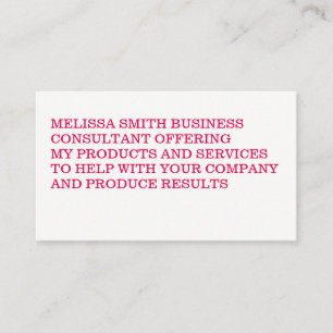 Minimalist Fette Heiße Pink Serif Schrift Visitenkarte