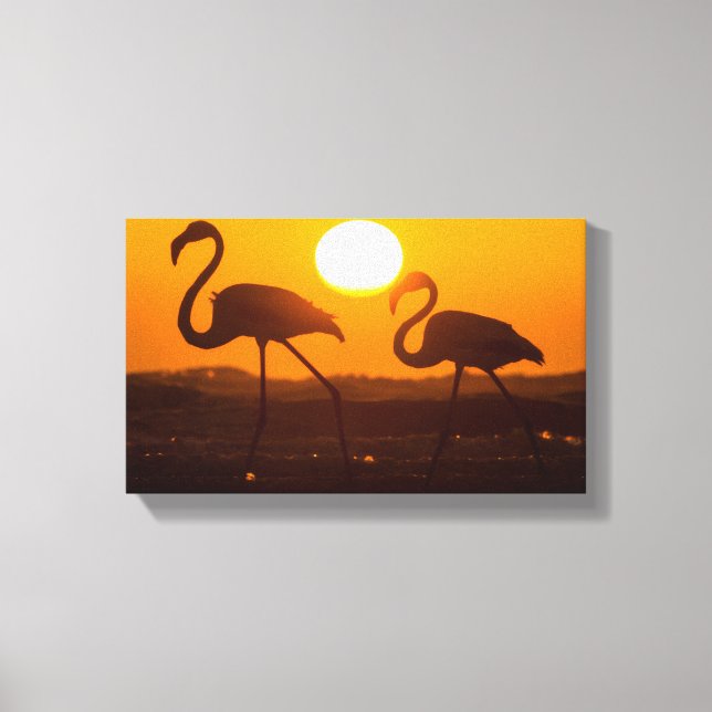 Minimalist Flamingo Silhouette Sunset  Leinwanddruck (Vorderseite)