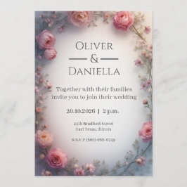 Minimalist Floral Christian Wedding Invitation Einladung