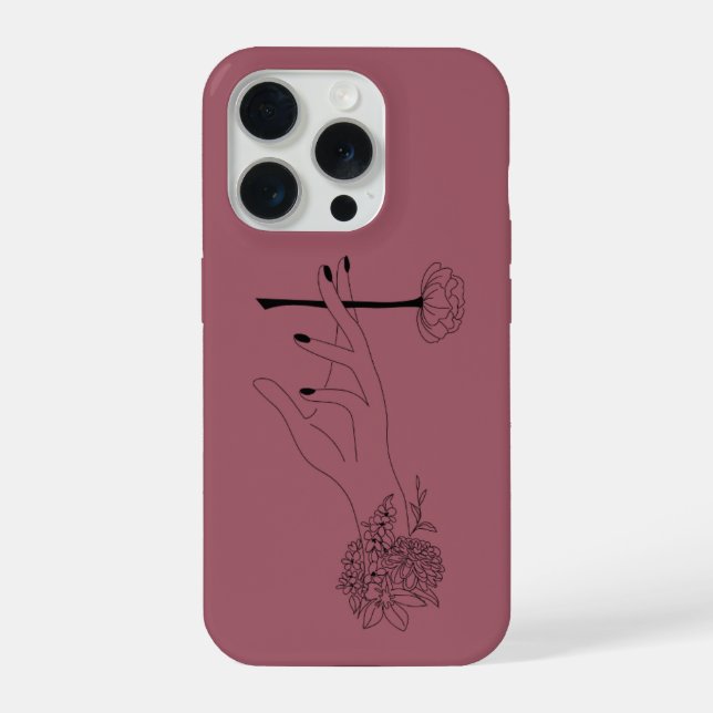 Minimalist Floral Hand Line Art Phone Case iPhone Hülle (Rückseite)