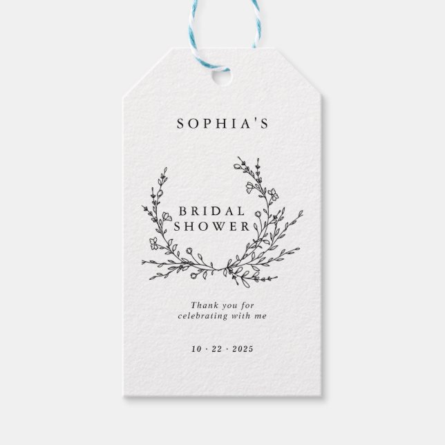 Minimalist Floral Line Art Bridal Shower  Gift  Geschenkanhänger (Vorderseite)