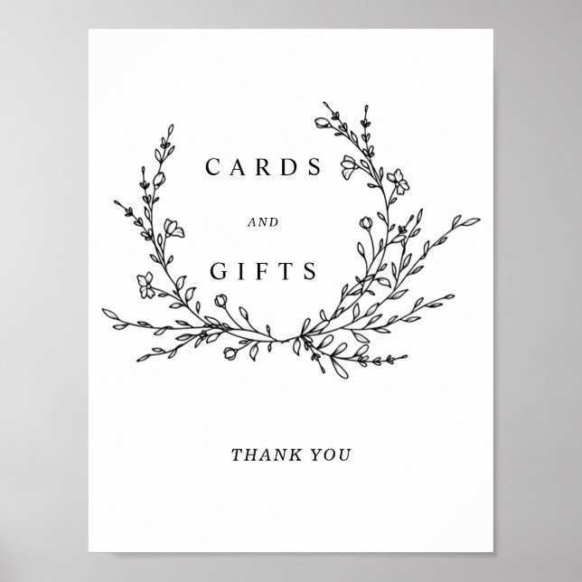 Minimalist Floral Line Art Cards & Gifts Sign Poster (Vorne)