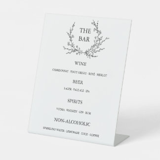 Minimalist Floral Line Art Open Bar Menu Sockelschild