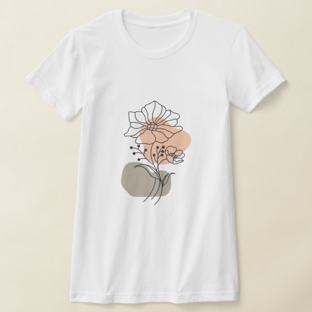 Minimalist Floral Line Art T-Shirt (Ablage )