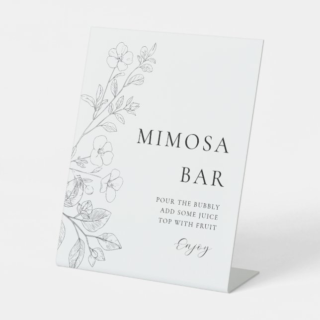 Minimalist Floral Mimosa Bar Sign Sockelschild (Vorderseite)