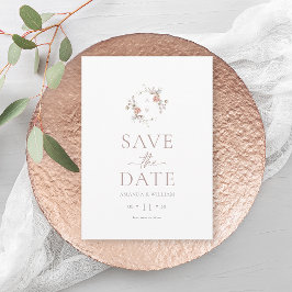 Minimalist Floral Monogram Save the Date Card Einladung