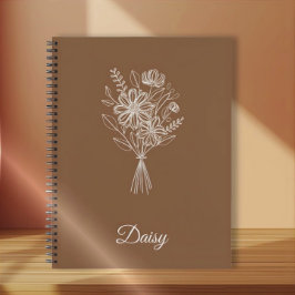 Minimalist Floral Notebook – Personalized Name  Notizbuch