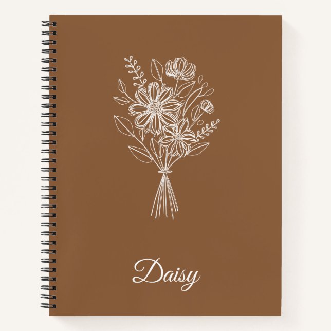 Minimalist Floral Notebook – Personalized Name  Notizbuch (Vorderseite)